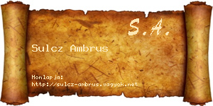 Sulcz Ambrus névjegykártya
